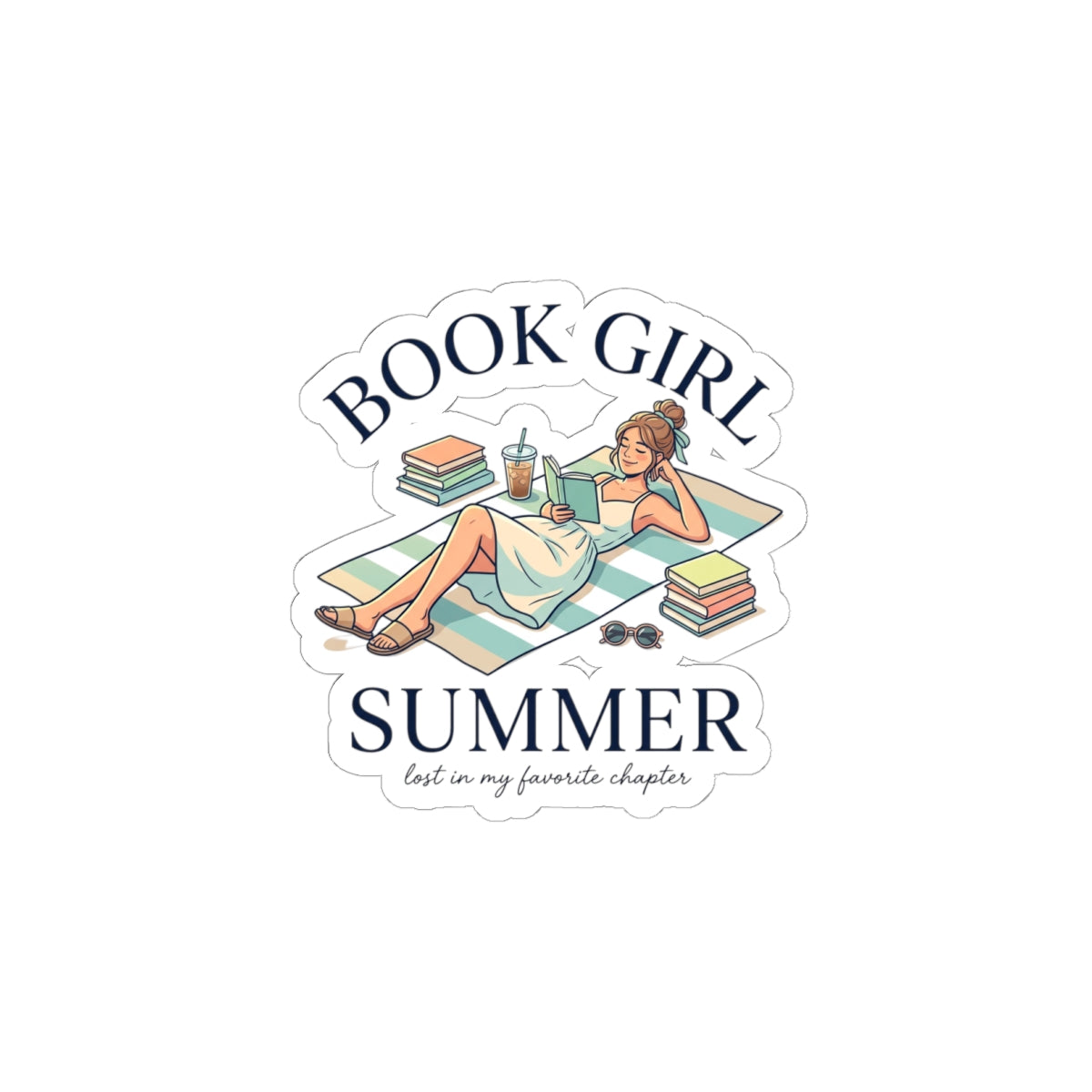 Book Girl Summer Kiss-Cut Stickers | BookTok, Beach Reads, Bookish Aesthetic