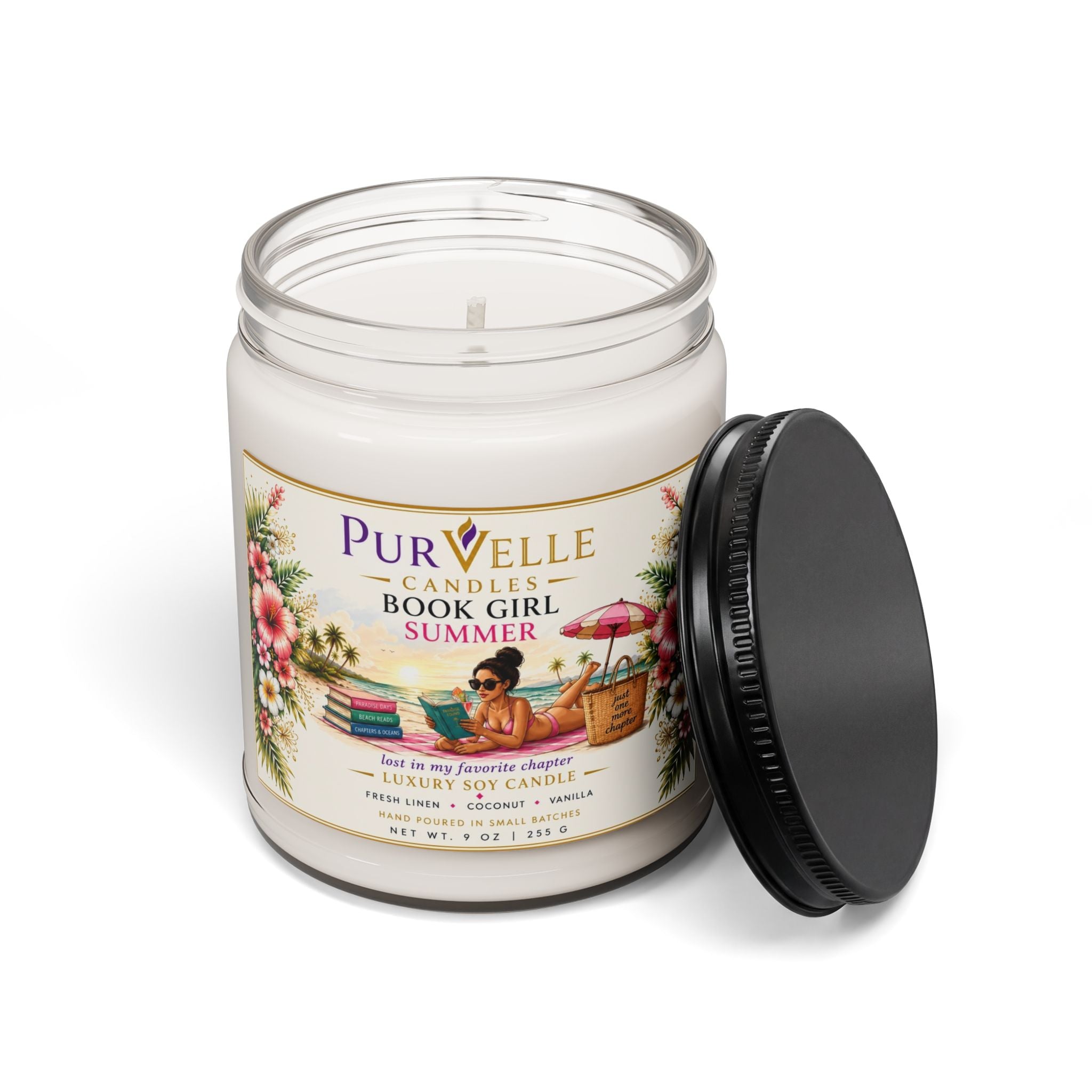 Book Girl Summer Soy Candle — 9oz Scented Jar (PurVelle)
