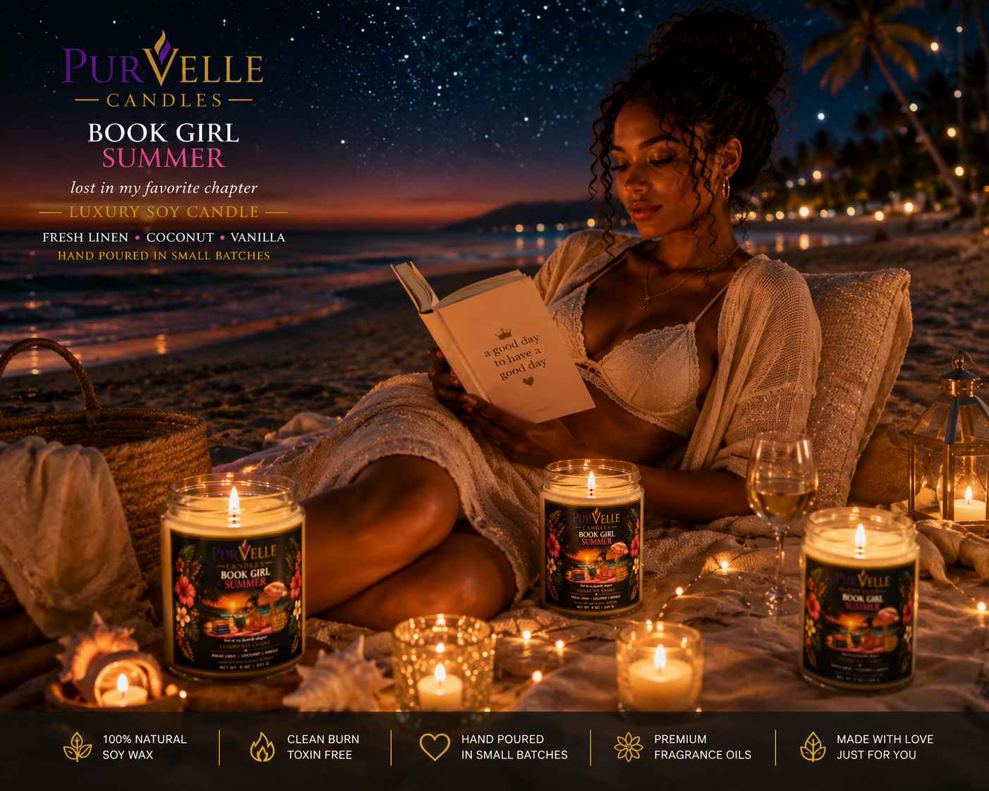 Book Girl Summer Candle | BookTok, Beach Reads, Bookish Soy Candle