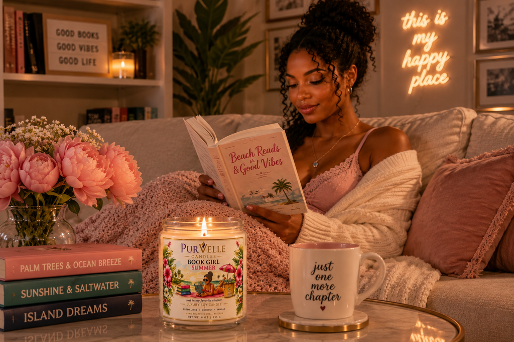 Book Girl Summer Soy Candle — 9oz Scented Jar (PurVelle)