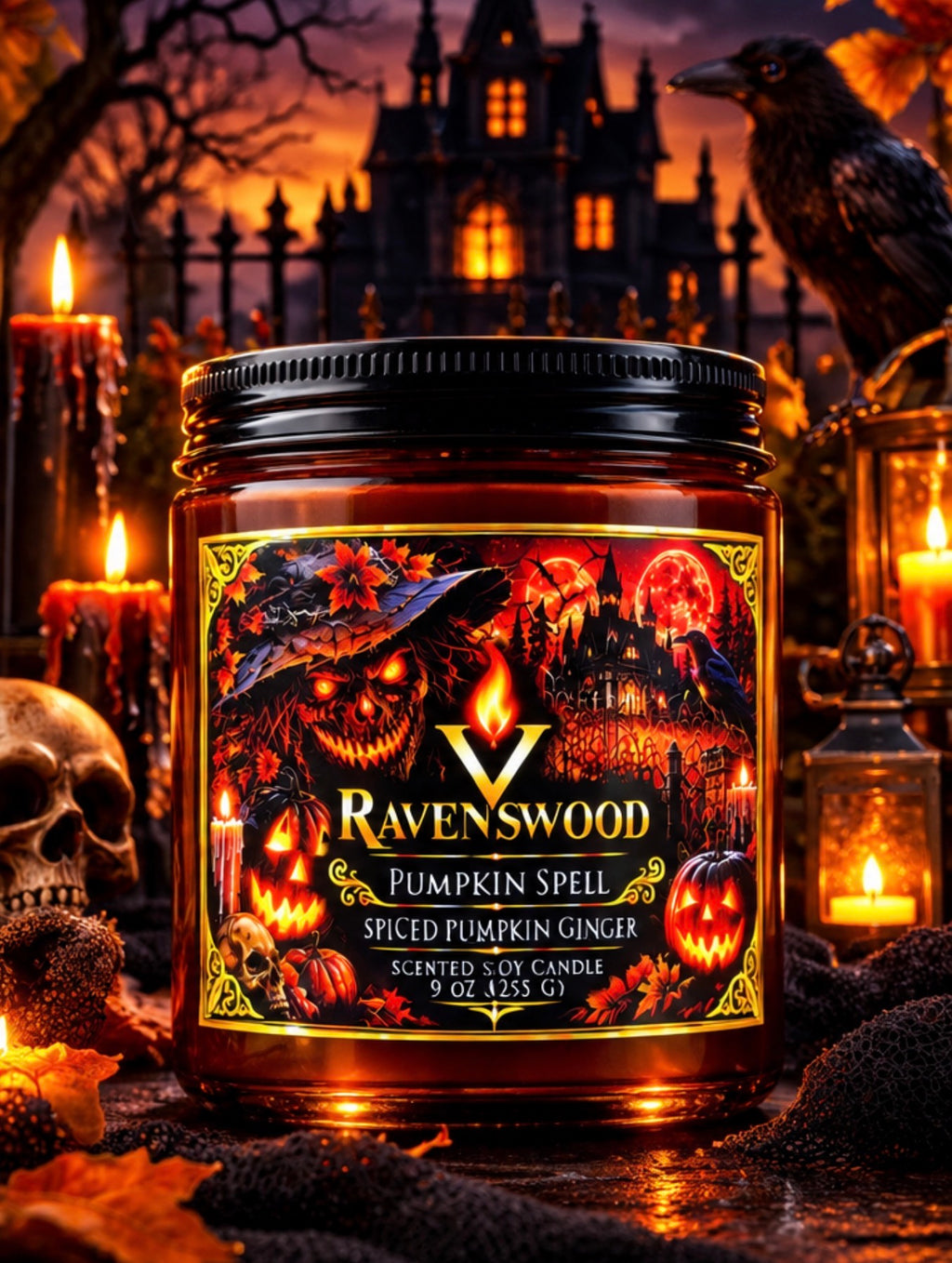 PurVelle Ravenswood Pumpkin Spell Soy Candle — Pumpkin Spice Scent ( 9oz)