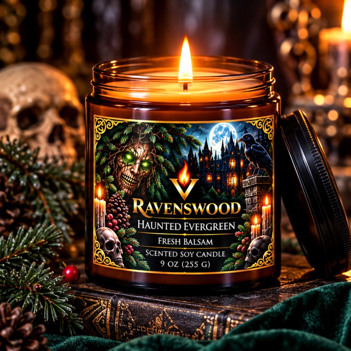 PurVelle Ravenswood Haunted Evergreen Soy Candle (9oz)