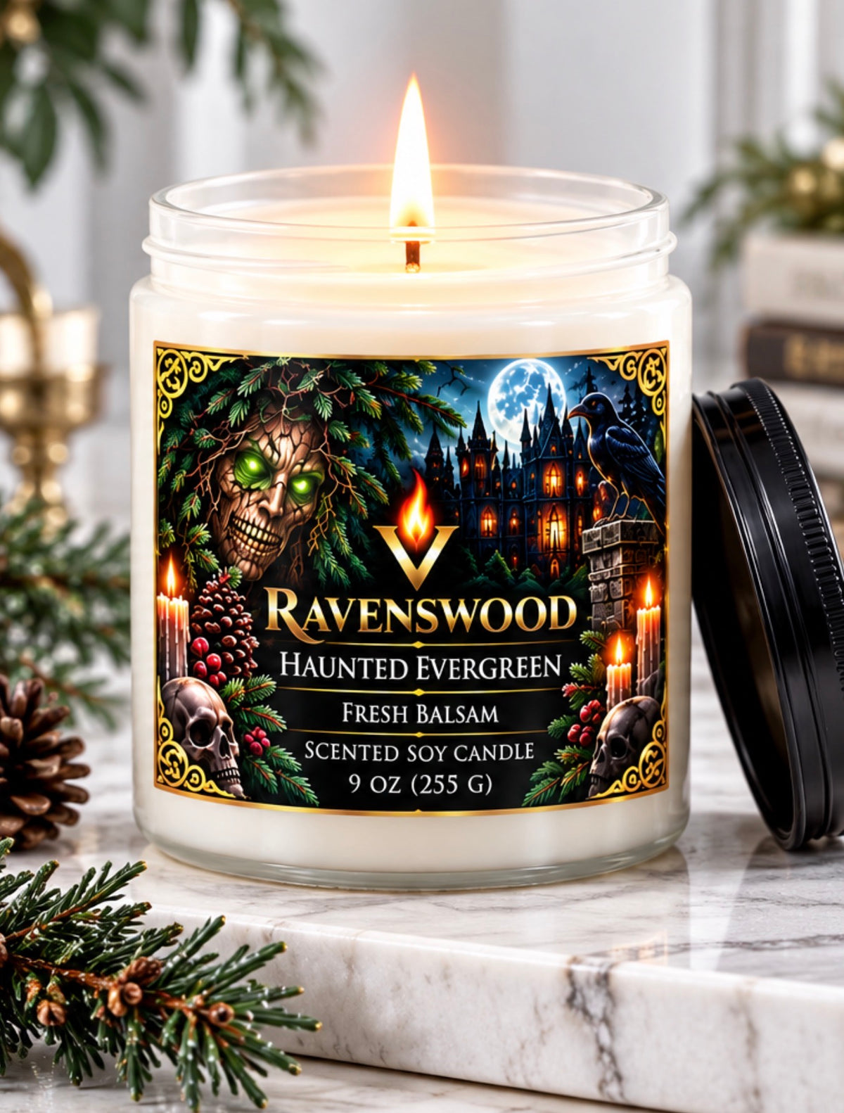 PurVelle Ravenswood Haunted Evergreen Soy Candle (9oz)