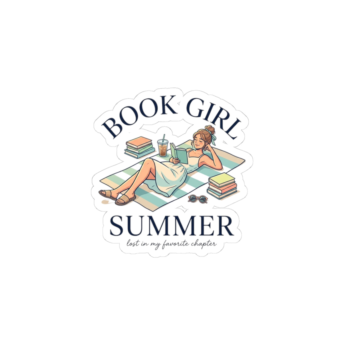 Book Girl Summer Kiss-Cut Stickers | BookTok, Beach Reads, Bookish Aesthetic