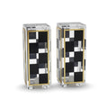 Checkered Salt and Pepper Shakers Set, Black White Square Design with 3 & 5 Holes