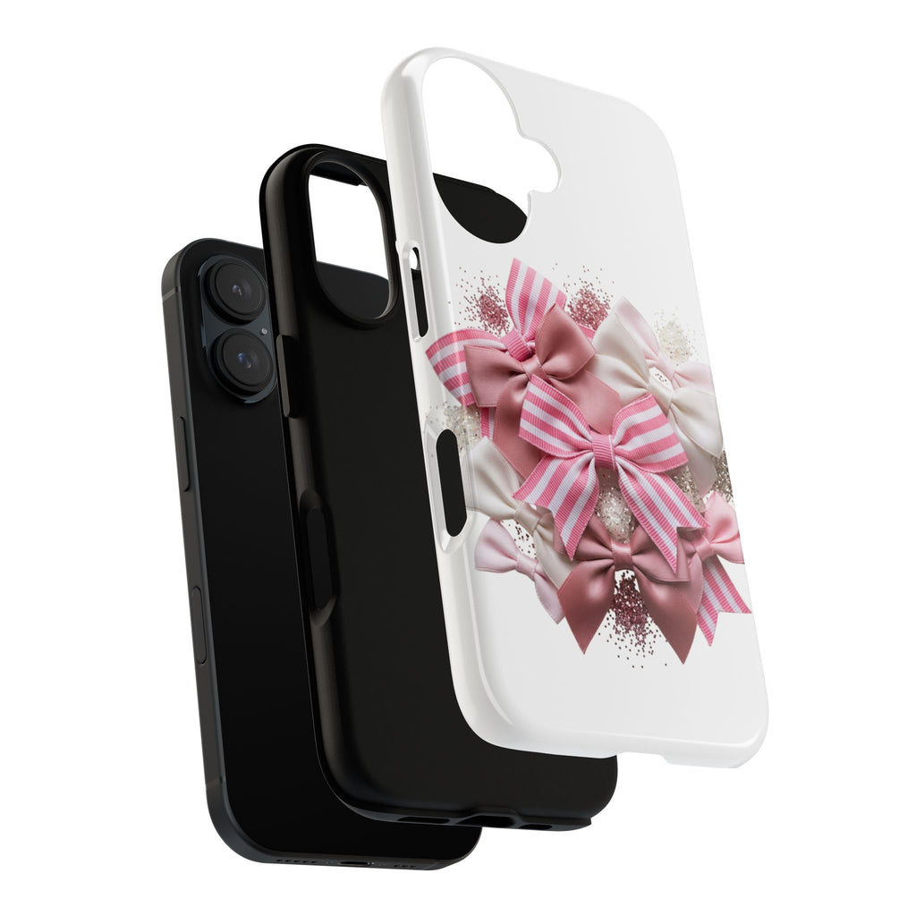 Phone Case — Pink Ribbon Bow Floral Tough Case (Cute Girly Protective Cover)