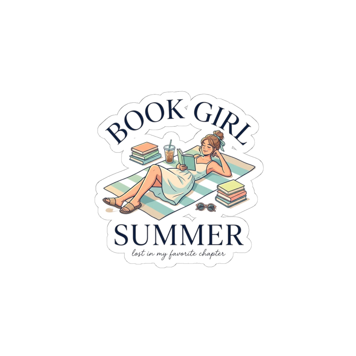 Book Girl Summer Kiss-Cut Stickers | BookTok, Beach Reads, Bookish Aesthetic