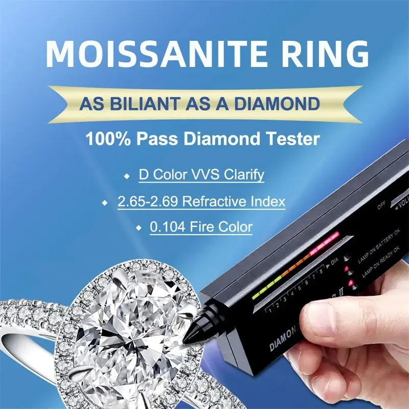 Tianyu Jewelry Manufacturer 18k White Gold Plated 925 Sterling Silver Wedding Oval Cut Moissanite Engagement Rings for Women