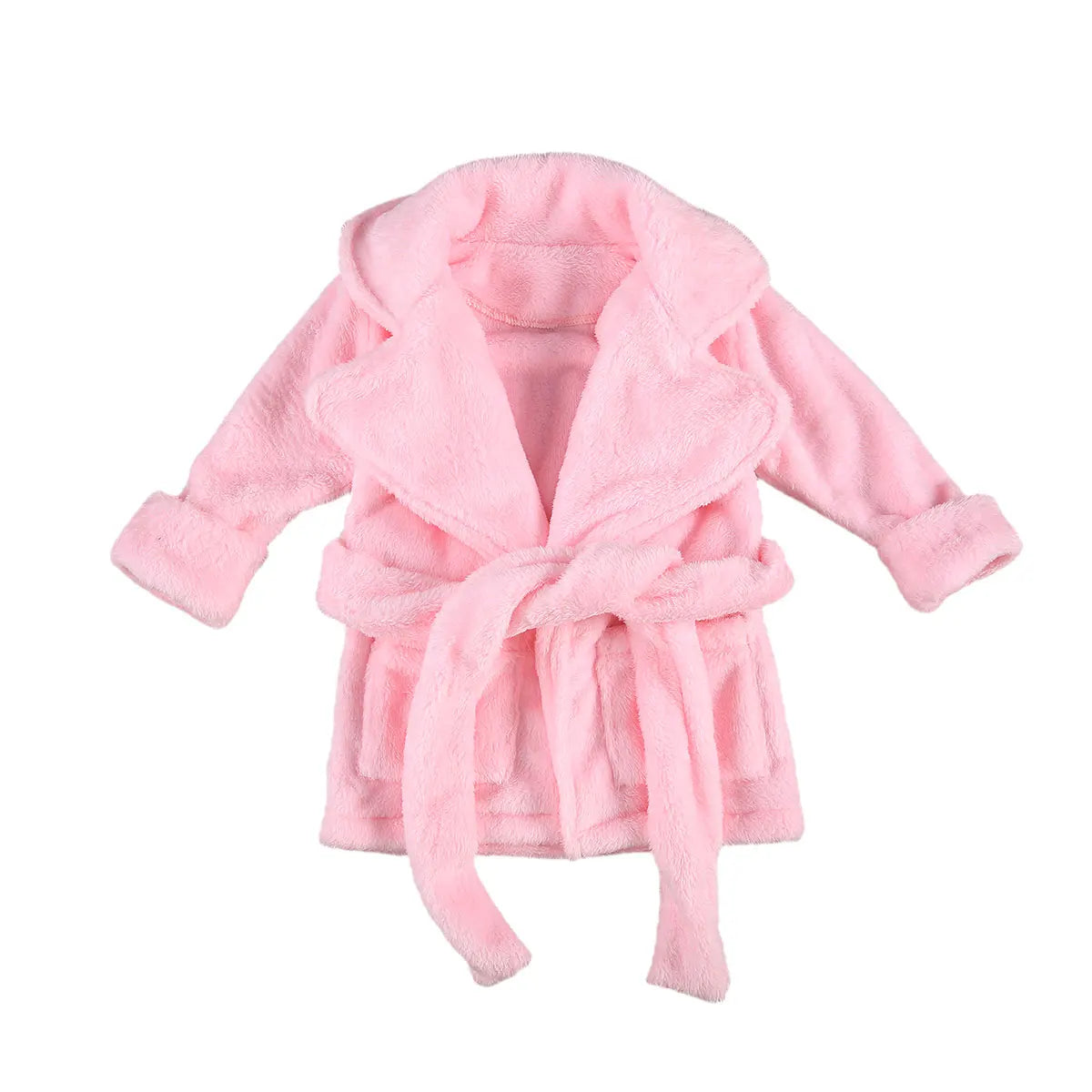 1-6Y Autumn Winter Kids Girls Bathrobe Sleepwear Solid Fur Long Sleeve Turn Down Collar Pocket Robes 3 Colors