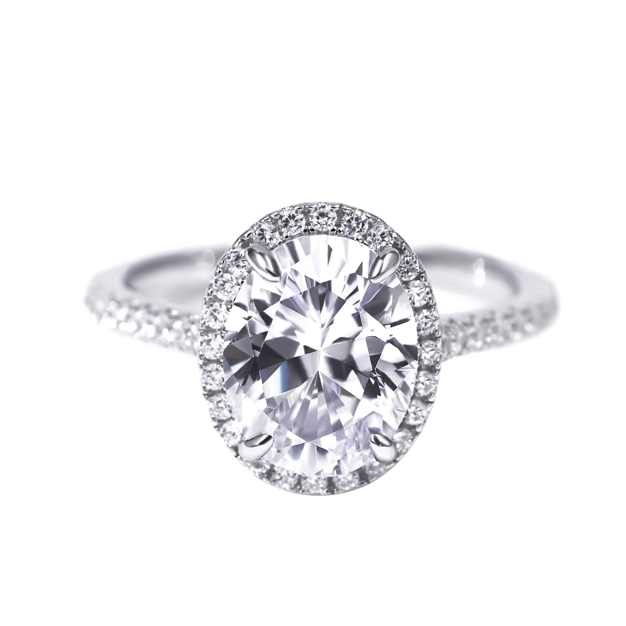 Tianyu Jewelry Manufacturer 18k White Gold Plated 925 Sterling Silver Wedding Oval Cut Moissanite Engagement Rings for Women