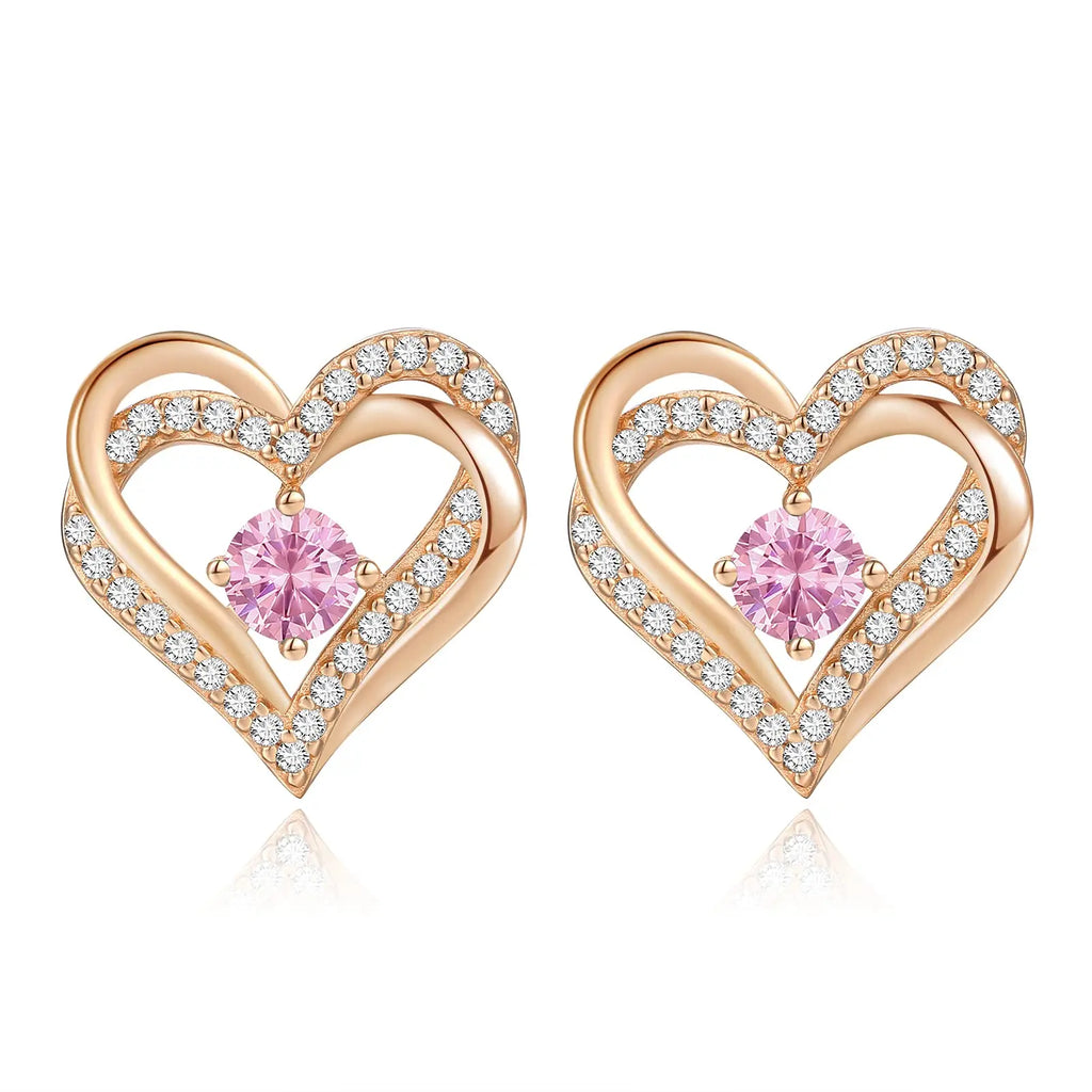 925 Sterling Silver Fine Dangle Heart-Shaped Birthstone Earrings for Women-Made in China for Mother's Day & Anniversary Gifts
