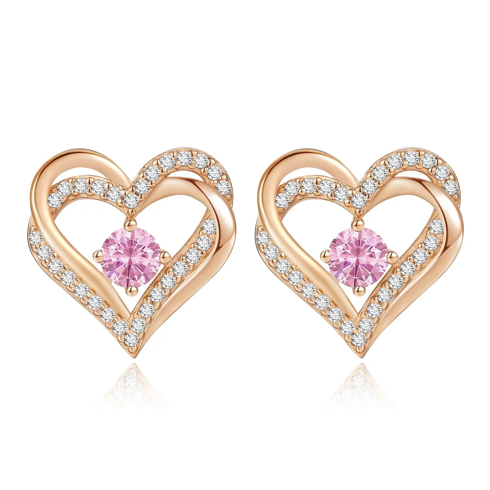 925 Sterling Silver Fine Dangle Heart-Shaped Birthstone Earrings for Women-Made in China for Mother's Day & Anniversary Gifts