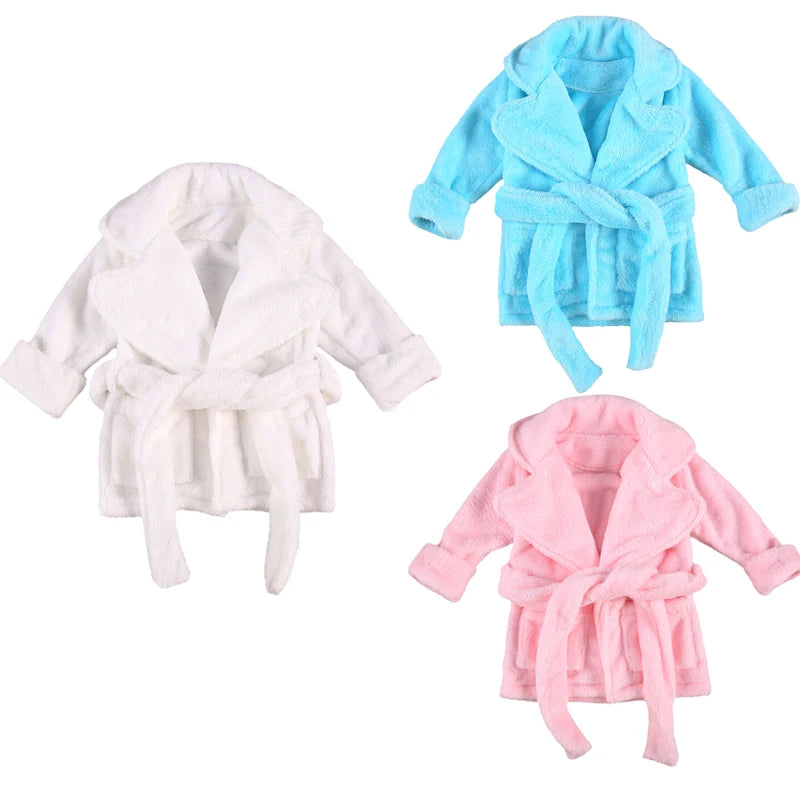 1-6Y Autumn Winter Kids Girls Bathrobe Sleepwear Solid Fur Long Sleeve Turn Down Collar Pocket Robes 3 Colors