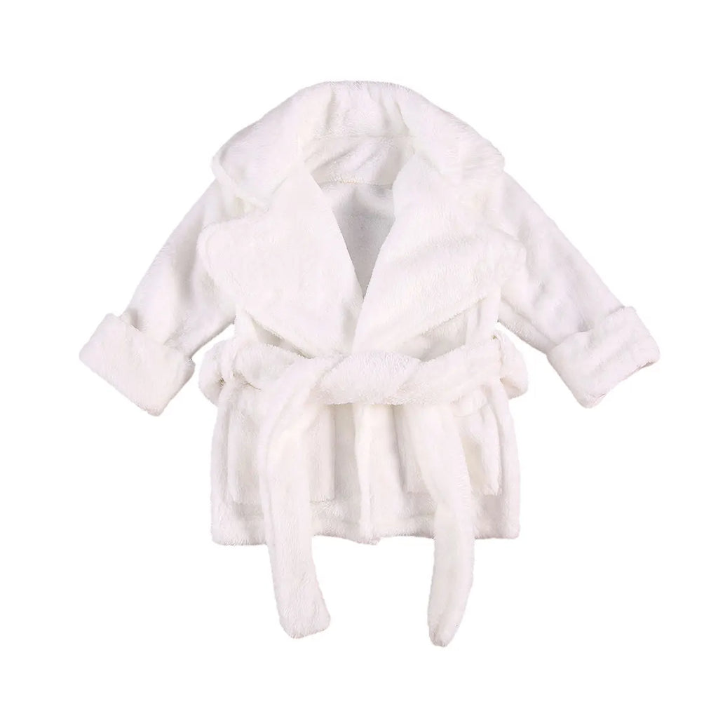 1-6Y Autumn Winter Kids Girls Bathrobe Sleepwear Solid Fur Long Sleeve Turn Down Collar Pocket Robes 3 Colors