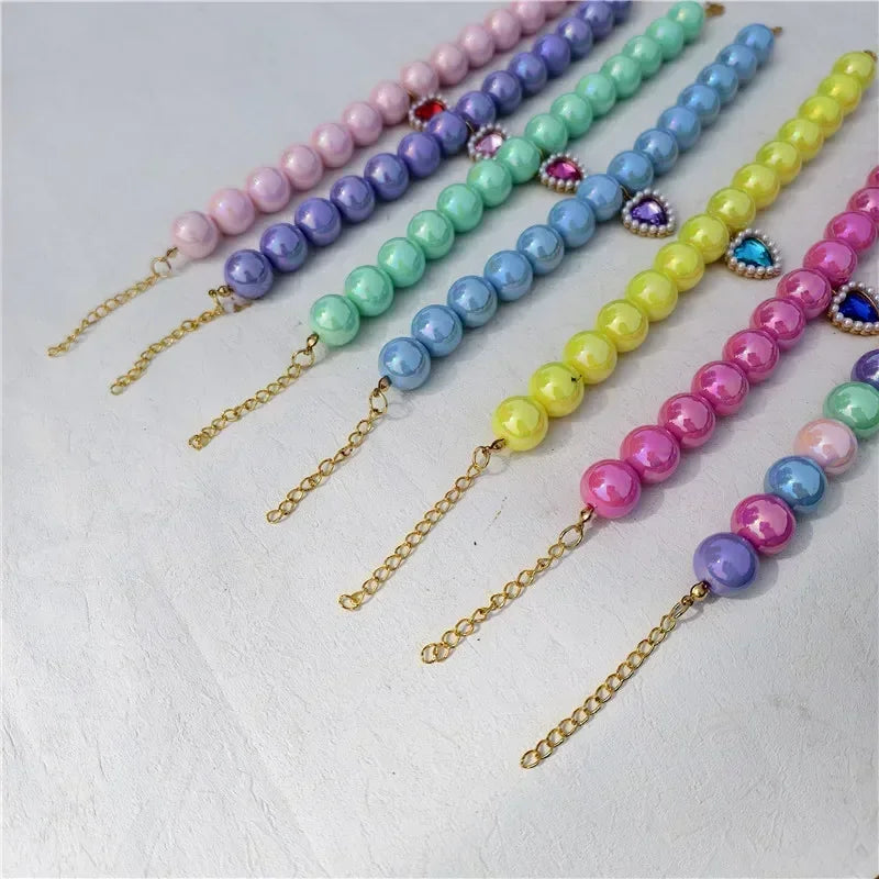 Adjustable Pet Collar Pearl Love Necklace Cat Collar Puppy Accessories Dog Chain Chihuahua Wedding Pet Jewelry Stuff