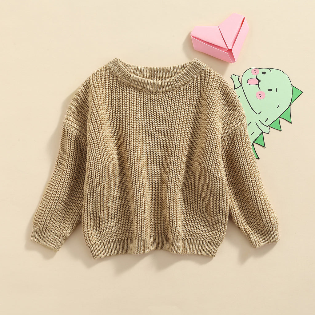 Lioraitiin 0-5Years Toddler Baby Round Neck Sweaters, Winter Warm Long Sleeve Candy Color Knit Pullovers