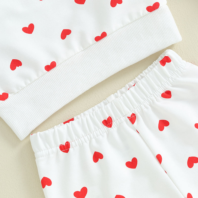 2023-11-07 Lioraitiin Baby Girl Clothes Valentine's Day Outfits Long Sleeve Ruffle Crewneck Sweatshirt Pants Infant Clothies Set