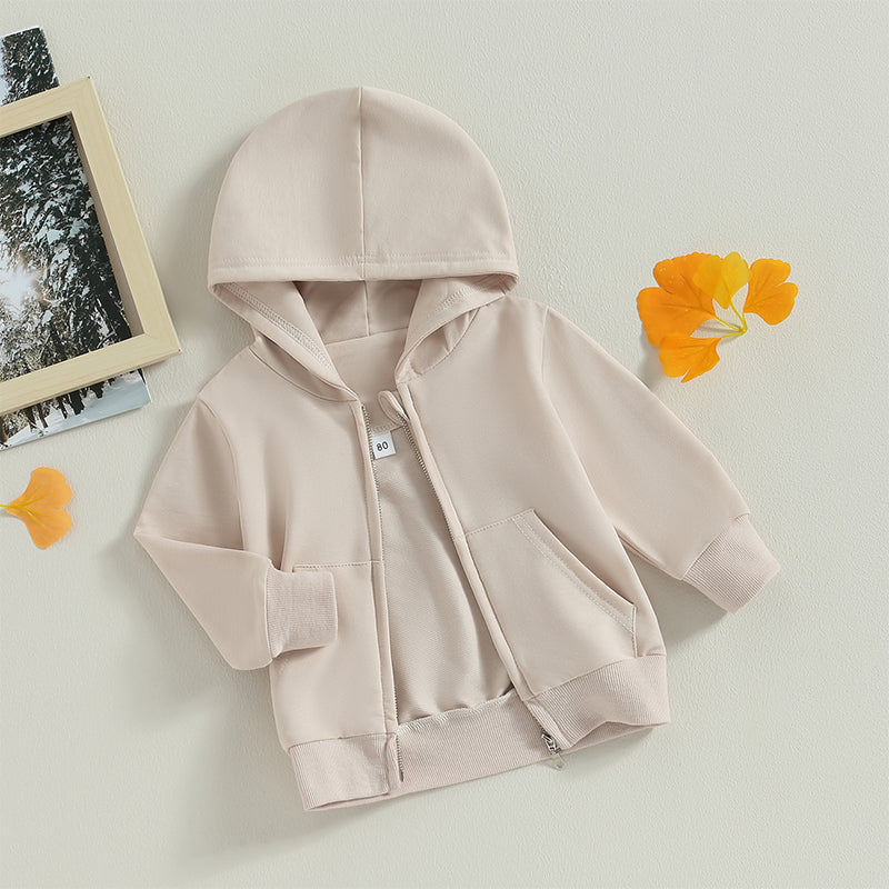 2023-06-22 Lioraitiin 0-5Years Toddler Boys Girls Hoodies Jacket Solid Zip Up Hooded Long Sleeve Kids Coat Fall Winter Outerwear