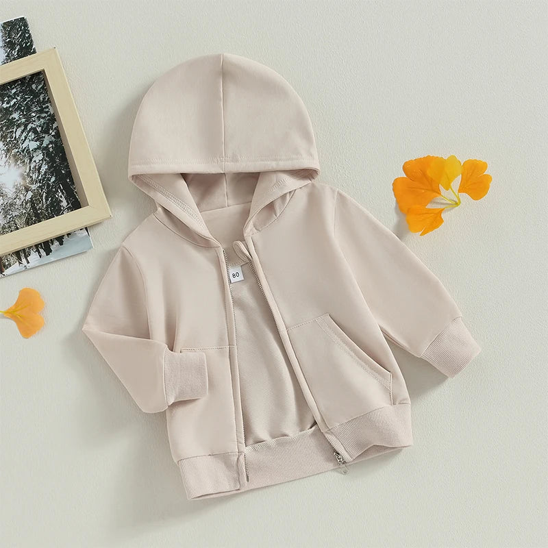 2023-06-22 Lioraitiin 0-5Years Toddler Boys Girls Hoodies Jacket Solid Zip Up Hooded Long Sleeve Kids Coat Fall Winter Outerwear