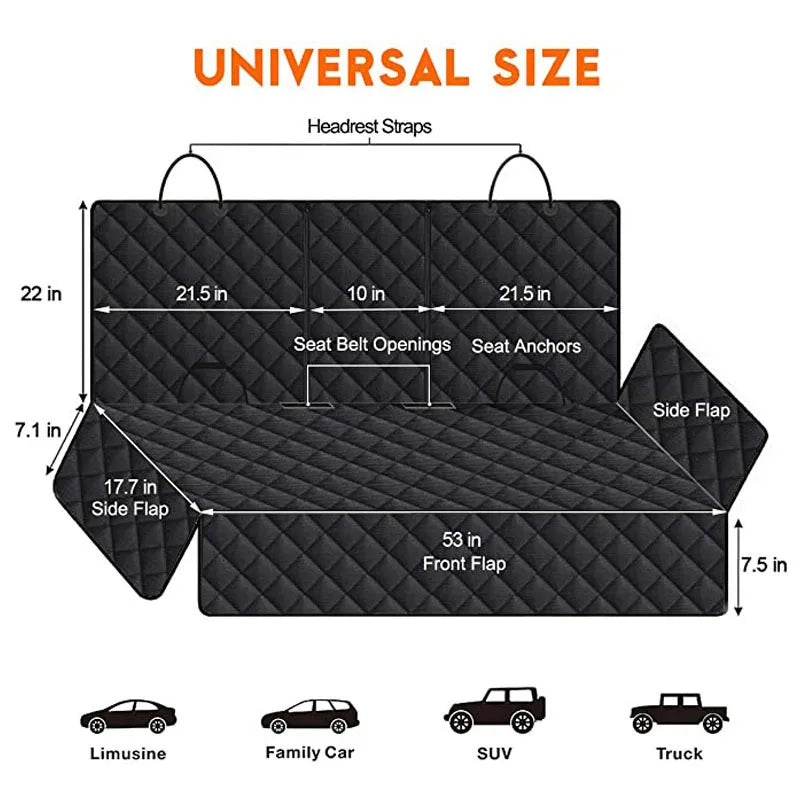 Dog Car Seat Cover for Cars Trucks SUVs  and Other Universal Pet Rear Seat Covers Specifically for Pets