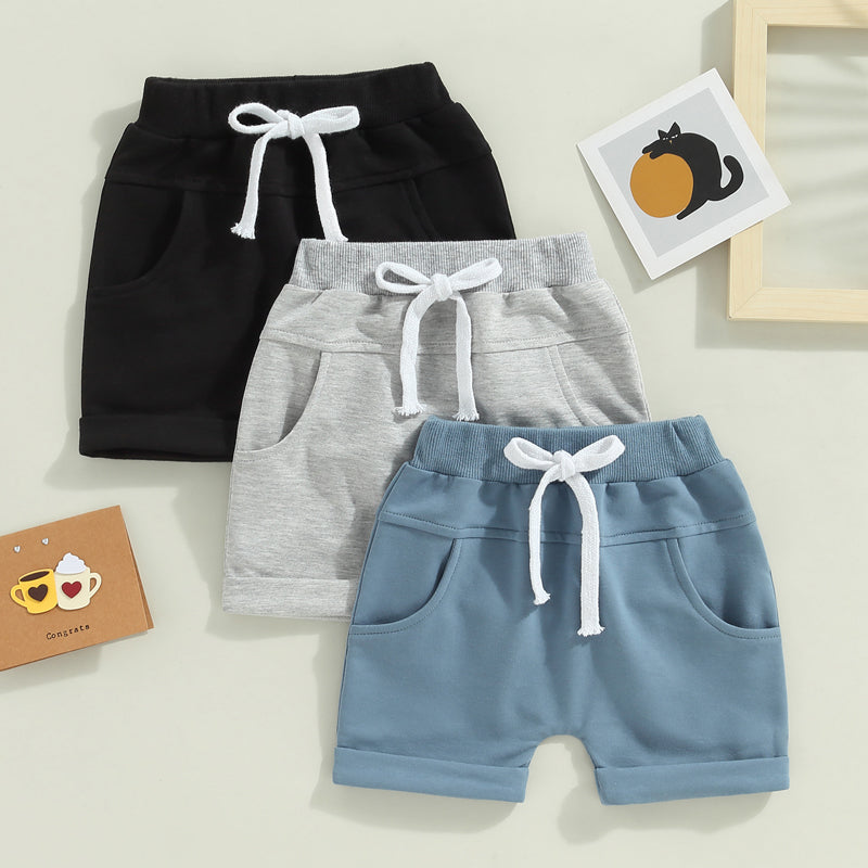 2023-01-03 Lioraitiin 0-3years Toddler Kids Boys 3Pcs Short Trousers Casual Party Street Spring Summer Solid Drawstring Pants