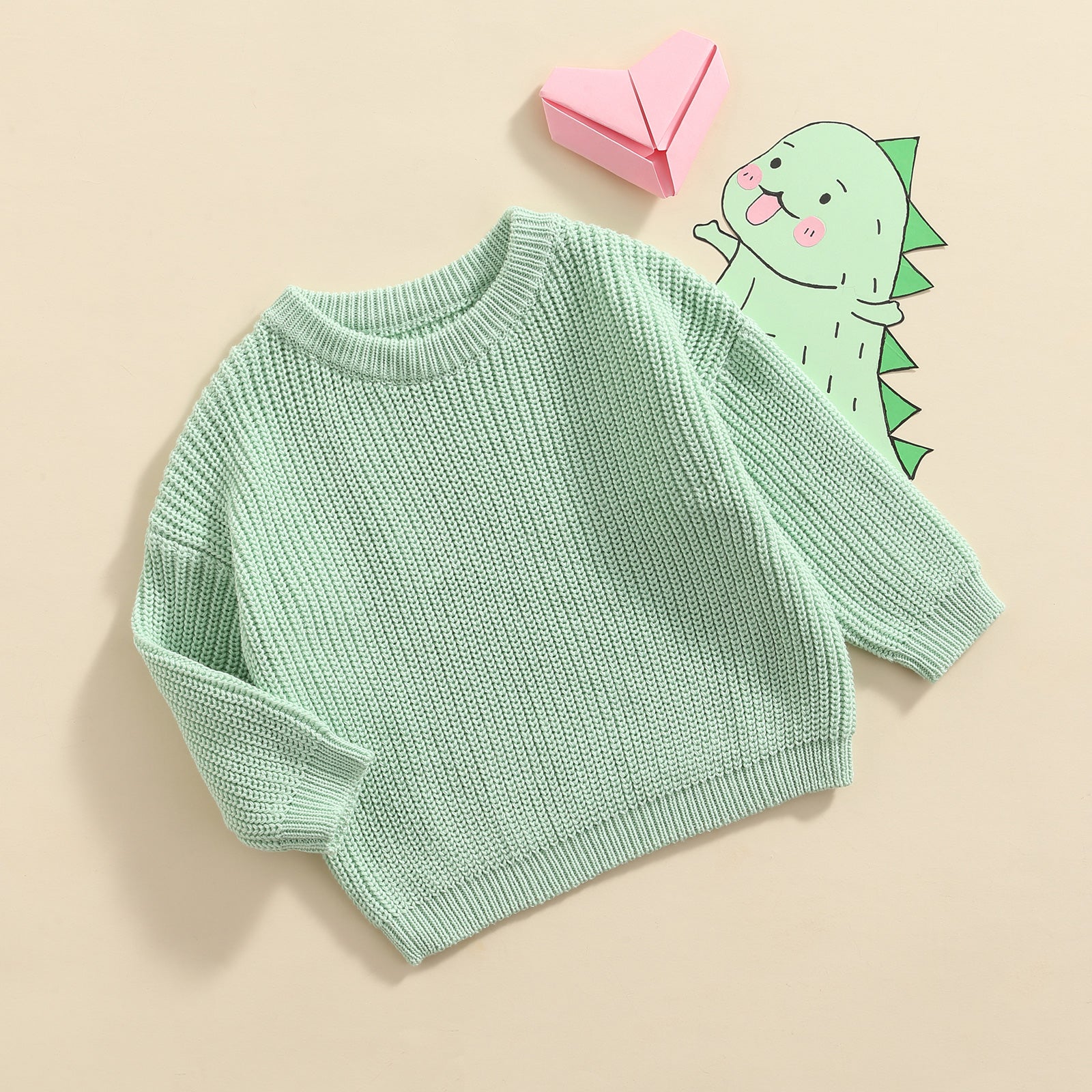 Lioraitiin 0-5Years Toddler Baby Round Neck Sweaters, Winter Warm Long Sleeve Candy Color Knit Pullovers
