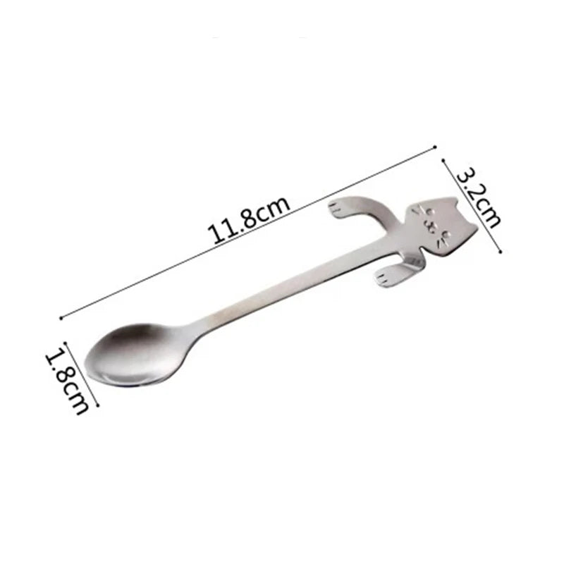 4pcs/set Stainless Steel Mini Cat Kitten Design Coffee/Tea/Dessert Spoon Set