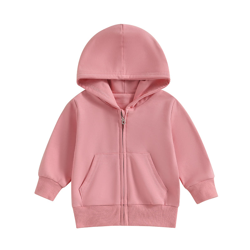 2023-06-22 Lioraitiin 0-5Years Toddler Boys Girls Hoodies Jacket Solid Zip Up Hooded Long Sleeve Kids Coat Fall Winter Outerwear