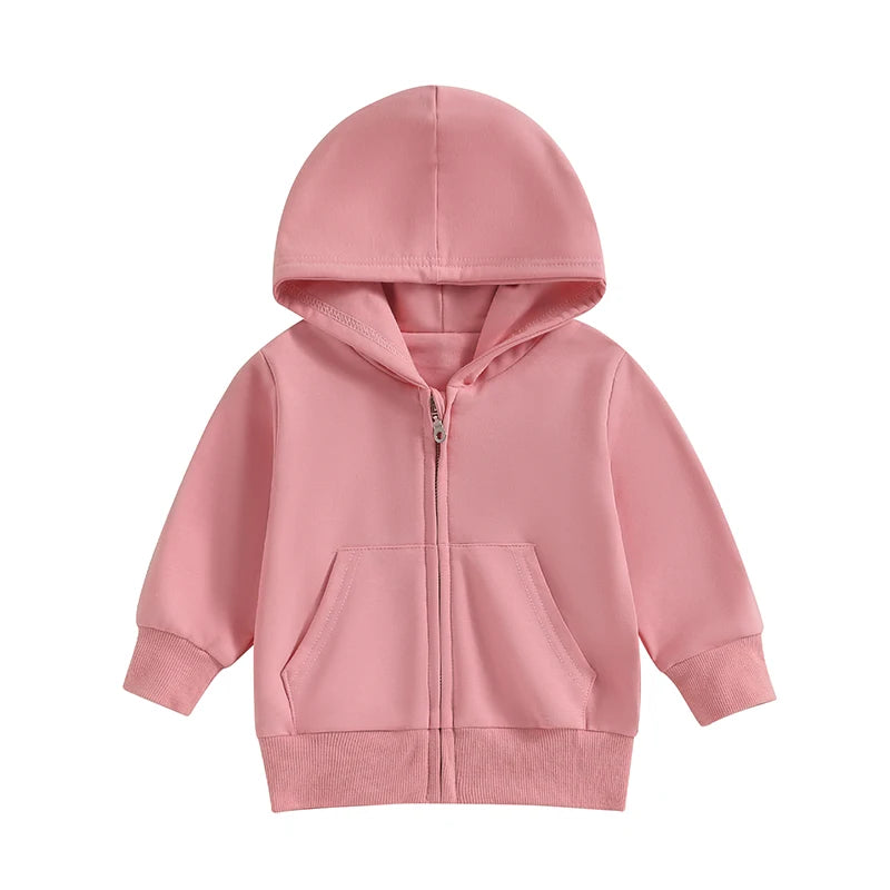 2023-06-22 Lioraitiin 0-5Years Toddler Boys Girls Hoodies Jacket Solid Zip Up Hooded Long Sleeve Kids Coat Fall Winter Outerwear