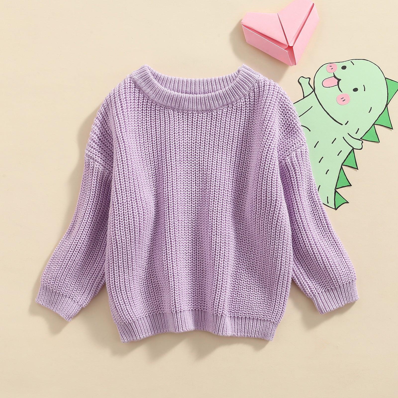 Lioraitiin 0-5Years Toddler Baby Round Neck Sweaters, Winter Warm Long Sleeve Candy Color Knit Pullovers