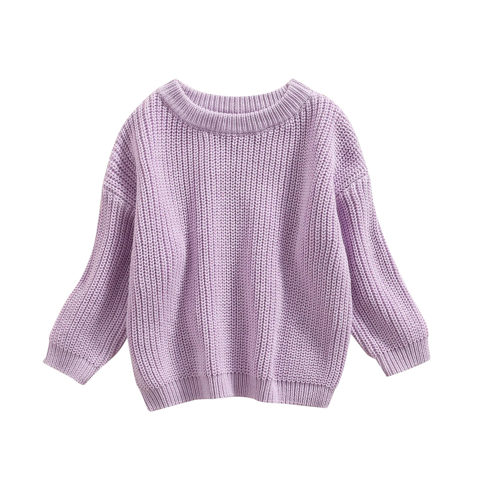 Lioraitiin 0-5Years Toddler Baby Round Neck Sweaters, Winter Warm Long Sleeve Candy Color Knit Pullovers