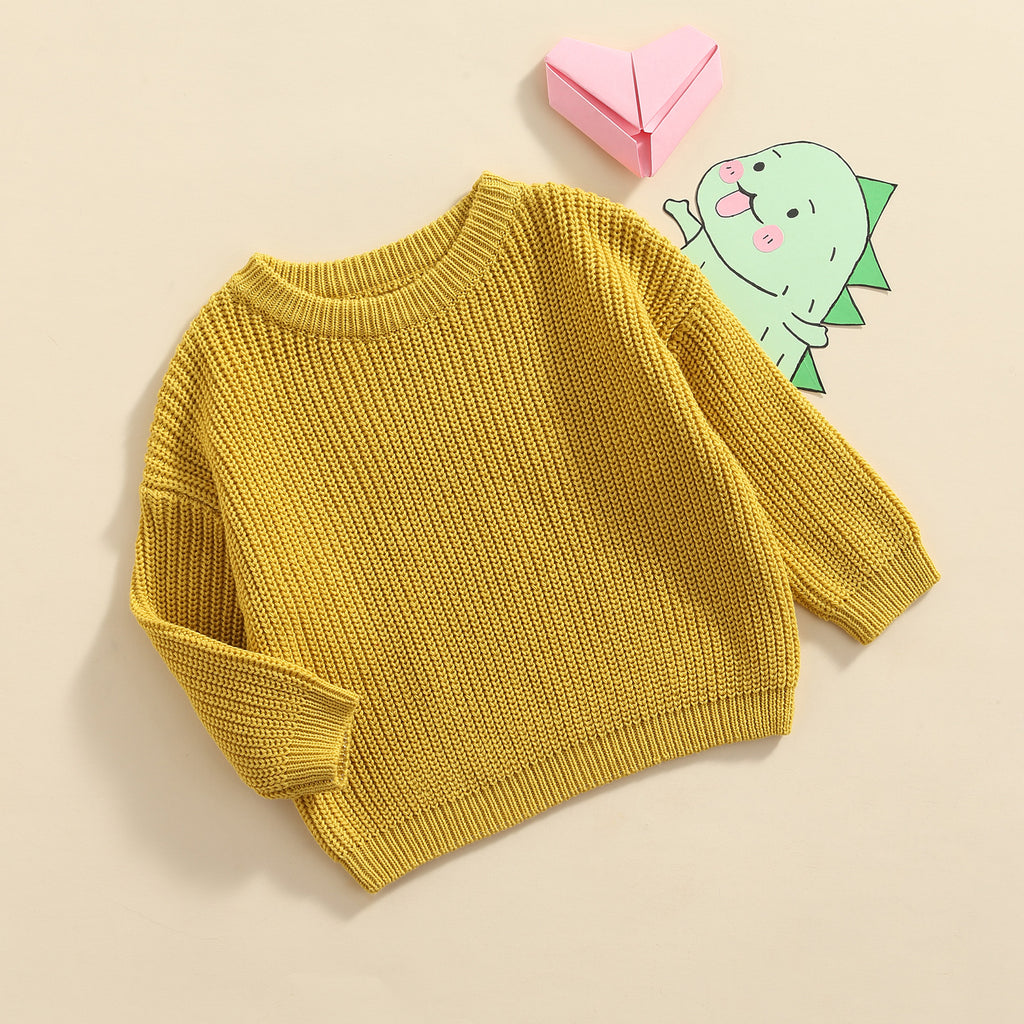 Lioraitiin 0-5Years Toddler Baby Round Neck Sweaters, Winter Warm Long Sleeve Candy Color Knit Pullovers