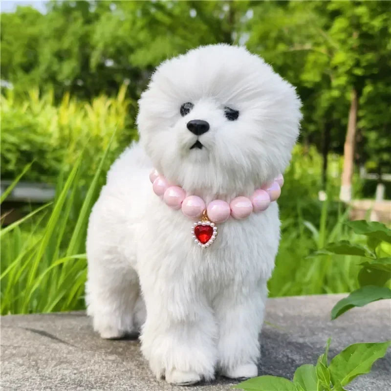 Adjustable Pet Collar Pearl Love Necklace Cat Collar Puppy Accessories Dog Chain Chihuahua Wedding Pet Jewelry Stuff