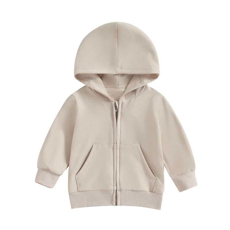2023-06-22 Lioraitiin 0-5Years Toddler Boys Girls Hoodies Jacket Solid Zip Up Hooded Long Sleeve Kids Coat Fall Winter Outerwear