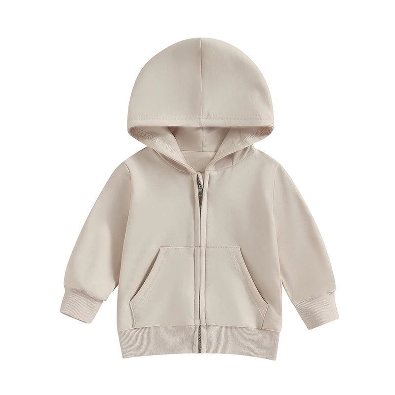 2023-06-22 Lioraitiin 0-5Years Toddler Boys Girls Hoodies Jacket Solid Zip Up Hooded Long Sleeve Kids Coat Fall Winter Outerwear
