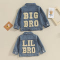 2023-11-17 Toddler Baby Boys Denim Jacket Letter Embroidery Button-Down Jeans Jacket Turn-Down Collar Coat Outerwear