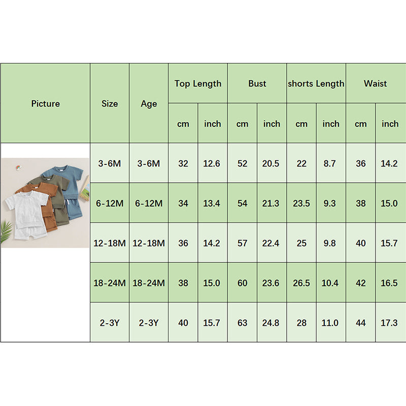 Toddler Baby Summer Clothes Solid Color Short Sleeve Round Neck T-Shirt with Shorts 2Pcs Outfit