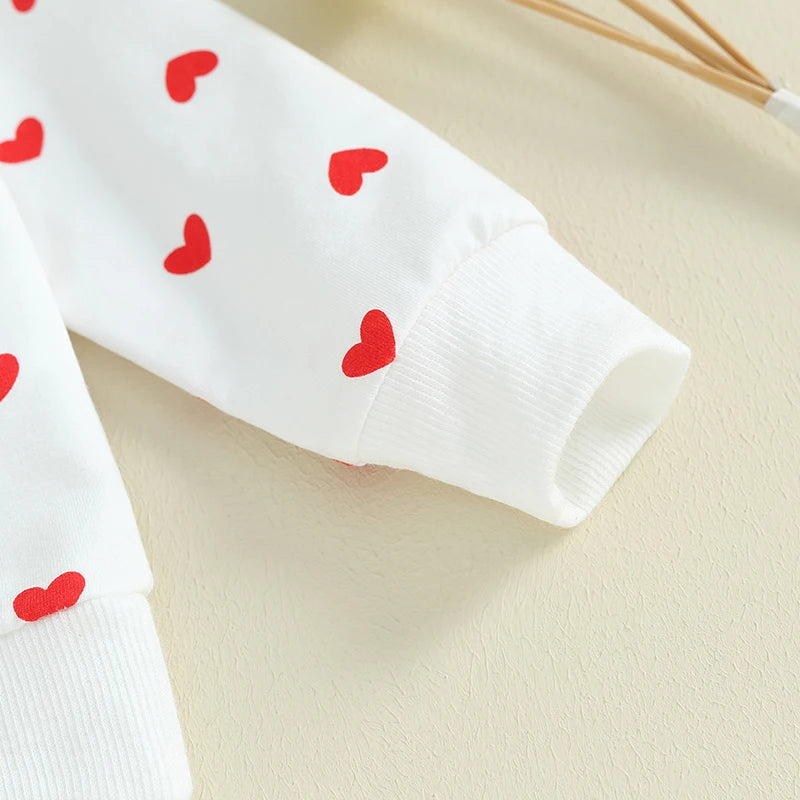2023-11-07 Lioraitiin Baby Girl Clothes Valentine's Day Outfits Long Sleeve Ruffle Crewneck Sweatshirt Pants Infant Clothies Set