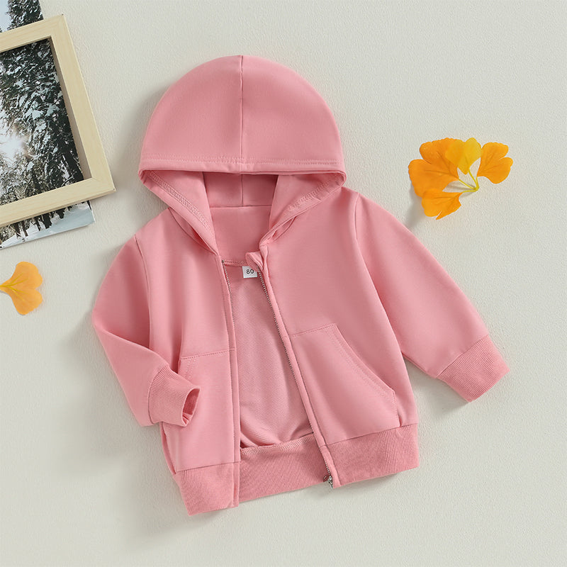 2023-06-22 Lioraitiin 0-5Years Toddler Boys Girls Hoodies Jacket Solid Zip Up Hooded Long Sleeve Kids Coat Fall Winter Outerwear