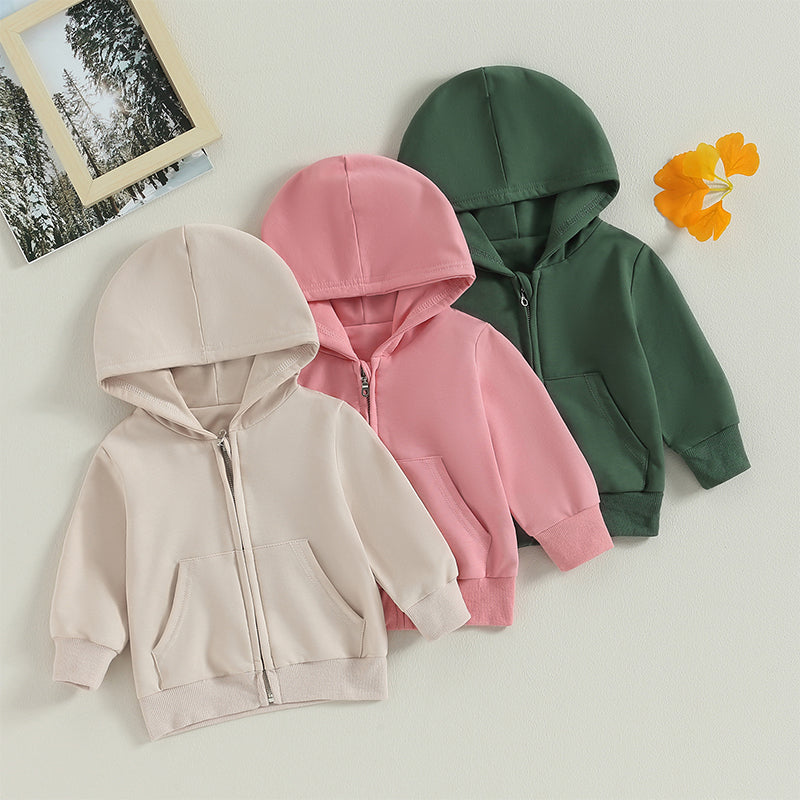 2023-06-22 Lioraitiin 0-5Years Toddler Boys Girls Hoodies Jacket Solid Zip Up Hooded Long Sleeve Kids Coat Fall Winter Outerwear