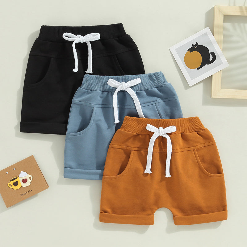 2023-01-03 Lioraitiin 0-3years Toddler Kids Boys 3Pcs Short Trousers Casual Party Street Spring Summer Solid Drawstring Pants