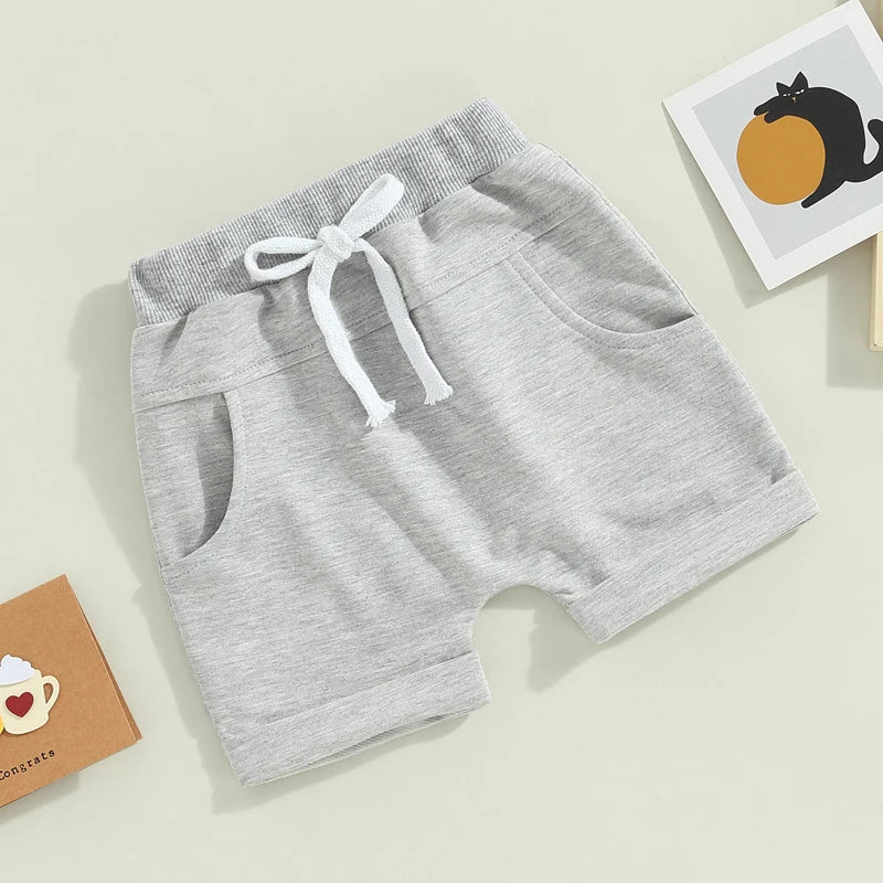 2023-01-03 Lioraitiin 0-3years Toddler Kids Boys 3Pcs Short Trousers Casual Party Street Spring Summer Solid Drawstring Pants
