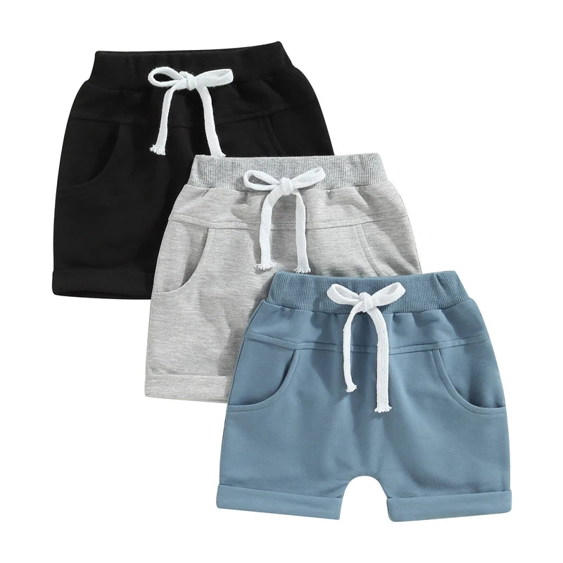 2023-01-03 Lioraitiin 0-3years Toddler Kids Boys 3Pcs Short Trousers Casual Party Street Spring Summer Solid Drawstring Pants