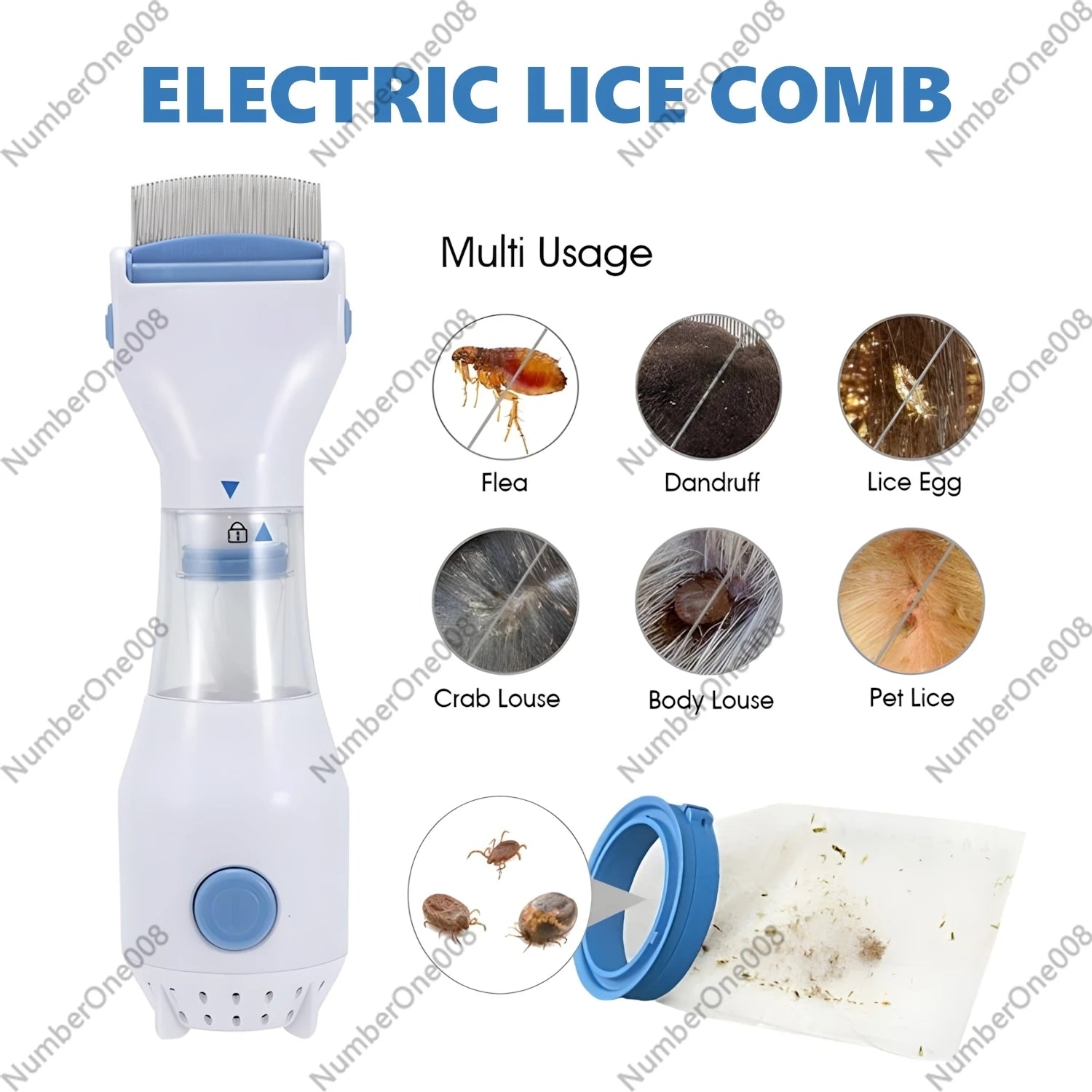 Electric Suction Flea Comb Efficient Cleaning Removing Lice Automatic Clean Comb with Dense Teeth for Dog/Cat Pet Grooming Tool