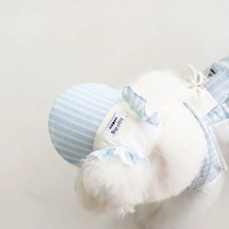 Dog Clothes with Hat Pet Vest Set Striped Dog T Shirt Cute Kitten Puppy Costume Chihuahua Bichon Girls Cooling Clothing Buckle