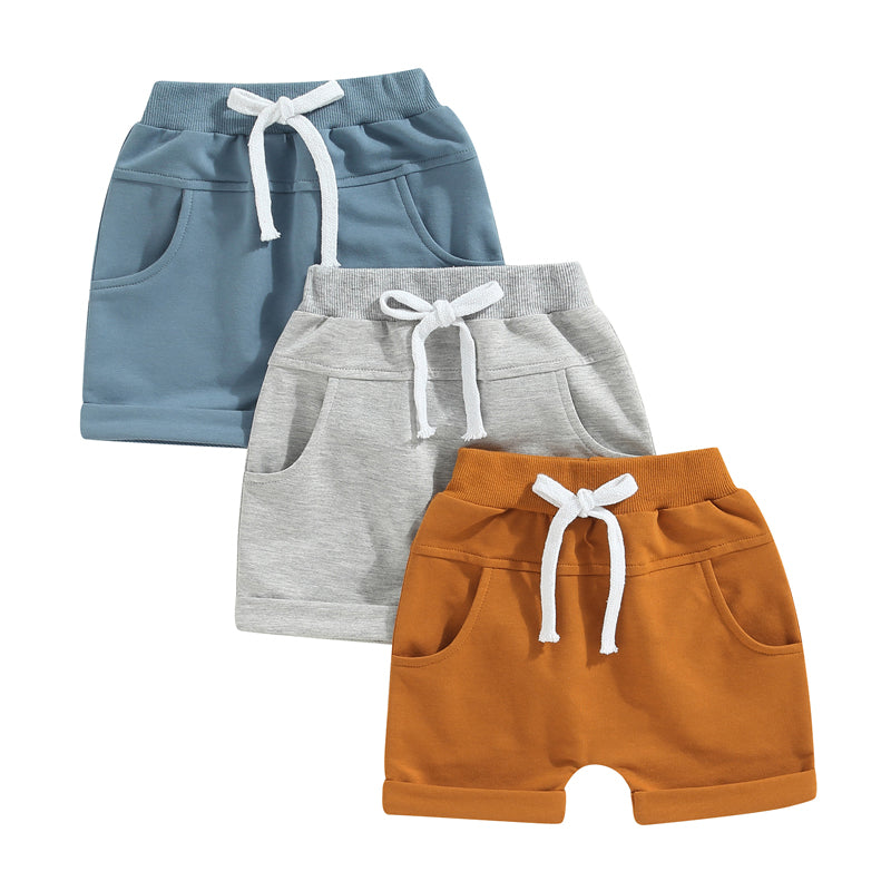 2023-01-03 Lioraitiin 0-3years Toddler Kids Boys 3Pcs Short Trousers Casual Party Street Spring Summer Solid Drawstring Pants