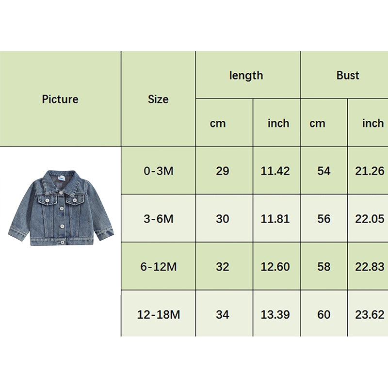 2023-11-17 Toddler Baby Boys Denim Jacket Letter Embroidery Button-Down Jeans Jacket Turn-Down Collar Coat Outerwear