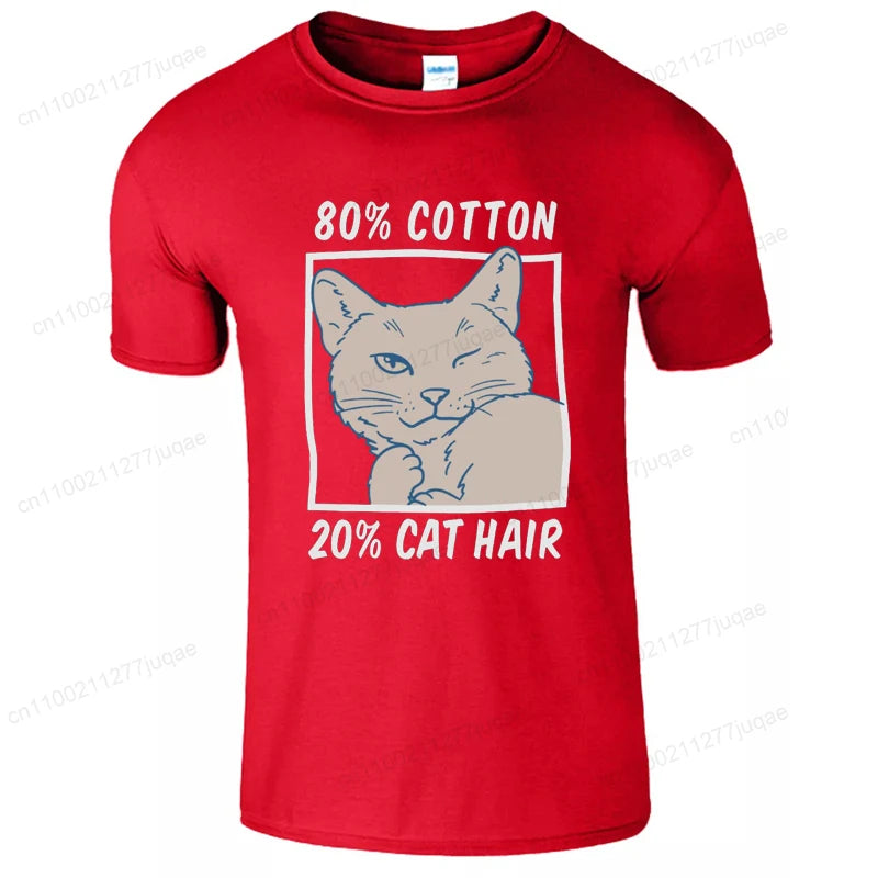 80% Cotton 20% Cat Hair Graphic Y2k tee Tops for Men Summer Short Sleeve Tees Fashion Harajuku Streetwear Men's T-Shirt Clothes
