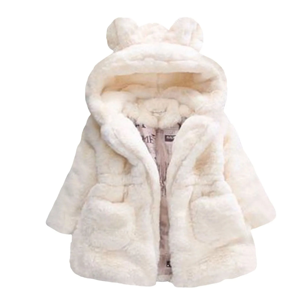 Kids Girls Winter Warm Coats Jacket Clothes Outwear Overcoat Ear Hooded Children's Cotton Coat Cute Long Sleeve Fashion Jacket