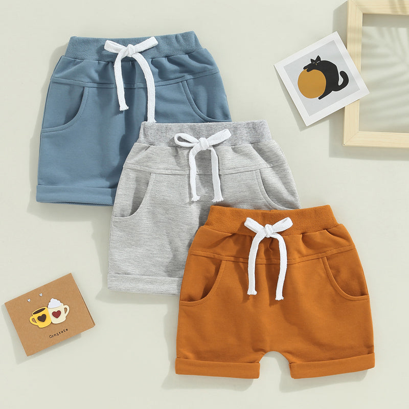 2023-01-03 Lioraitiin 0-3years Toddler Kids Boys 3Pcs Short Trousers Casual Party Street Spring Summer Solid Drawstring Pants